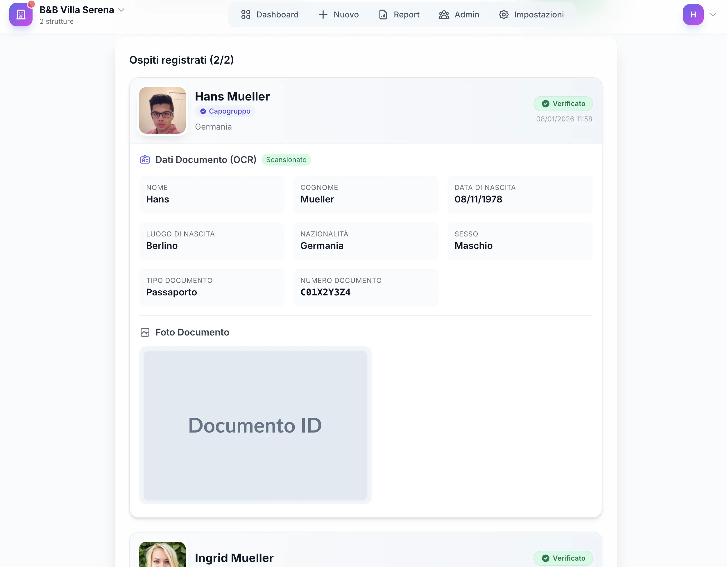 OCR documenti identità ospiti - Estrazione automatica dati da carta identità e passaporto per registrazione hotel